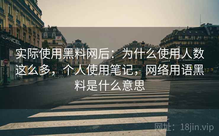 实际使用黑料网后：为什么使用人数这么多，个人使用笔记，网络用语黑料是什么意思