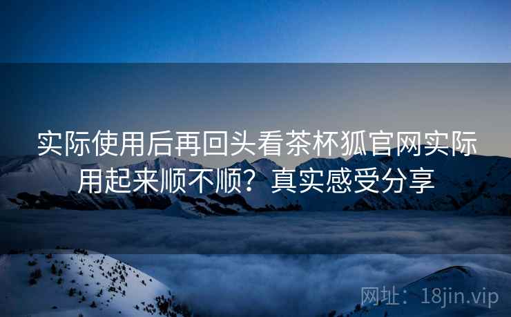实际使用后再回头看茶杯狐官网实际用起来顺不顺？真实感受分享
